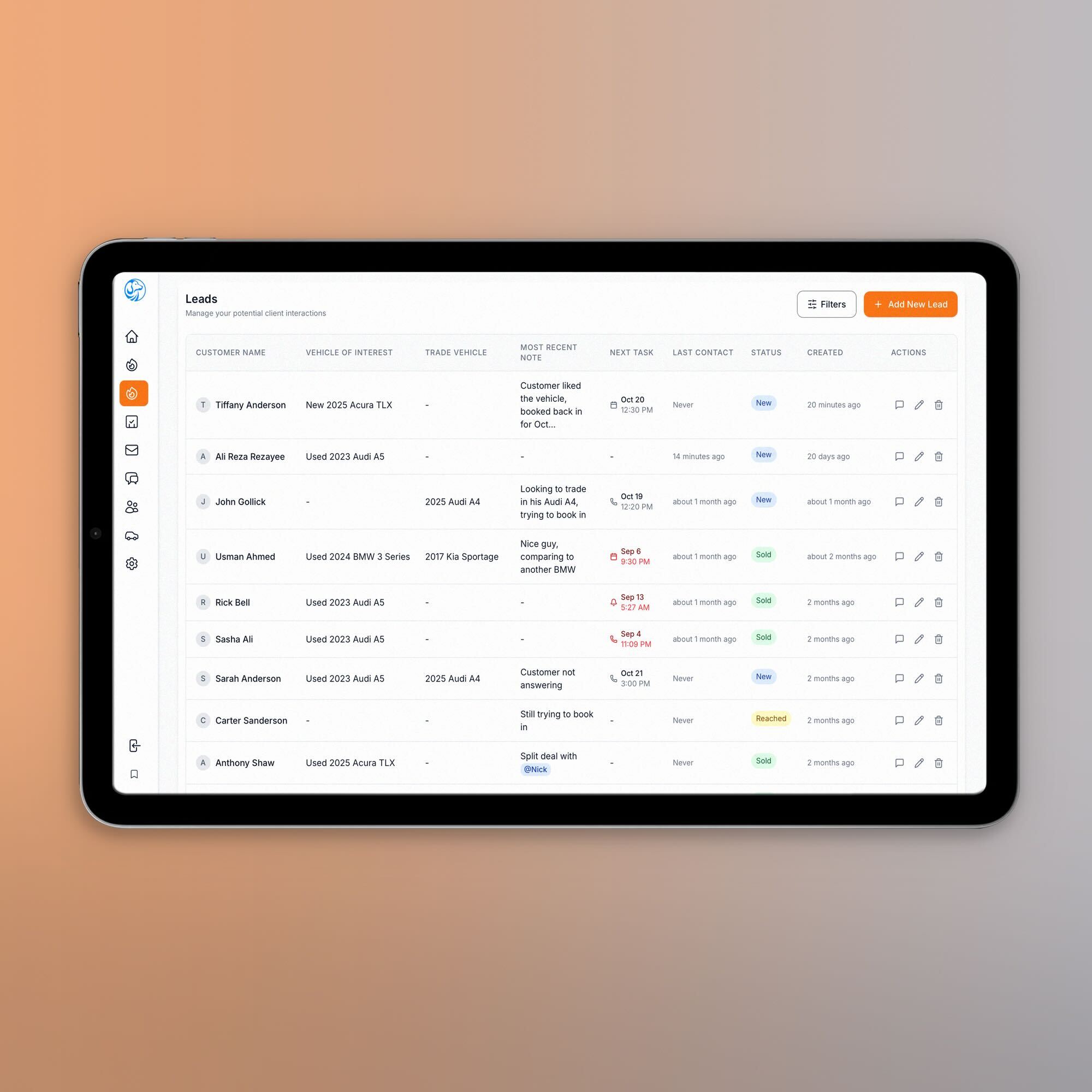 Leads CRM Dashboard - Manage customer interactions